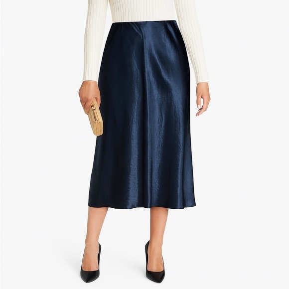 Vince Dresses & Skirts - Vince
NWT Vince Plus Size Elegant Satin Slip Midi Skirt in Coastal Navy Blue